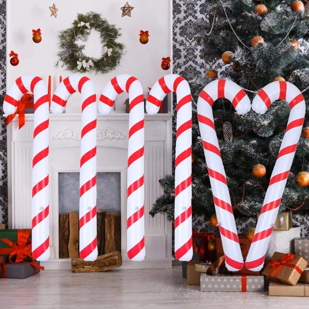 Bastones inflables para decoración de Navidad, bastones de caramelo de 90cm para exteriores, suministros de decoración de Navidad 2022