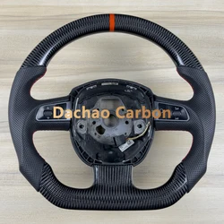 Real Carbon Fiber Steering Wheel For Audi A3 A4 A5 S3 S4 S5 RS5 B8 A6 S6 RS6 C6 RS4 B7 Q5 Q7 A8 S8 2005-2012 Custom Style