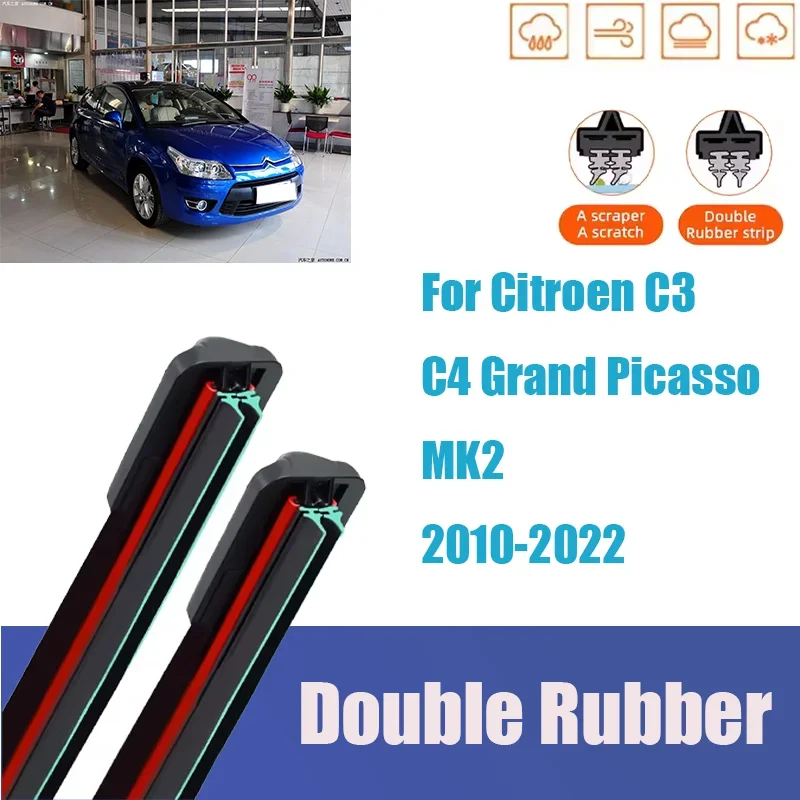 

For Citroen C3 C4 Grand Picasso MK2 Front Windshield Wiper Multifunctional Rubber Car Cleaning Accessory for General Autos Mute