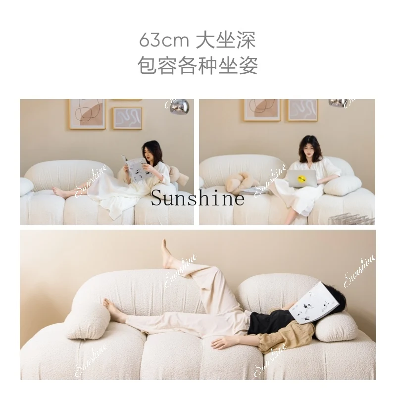 

Vanilla fabric sofa double Nordic modern simple living room creative art style type FT