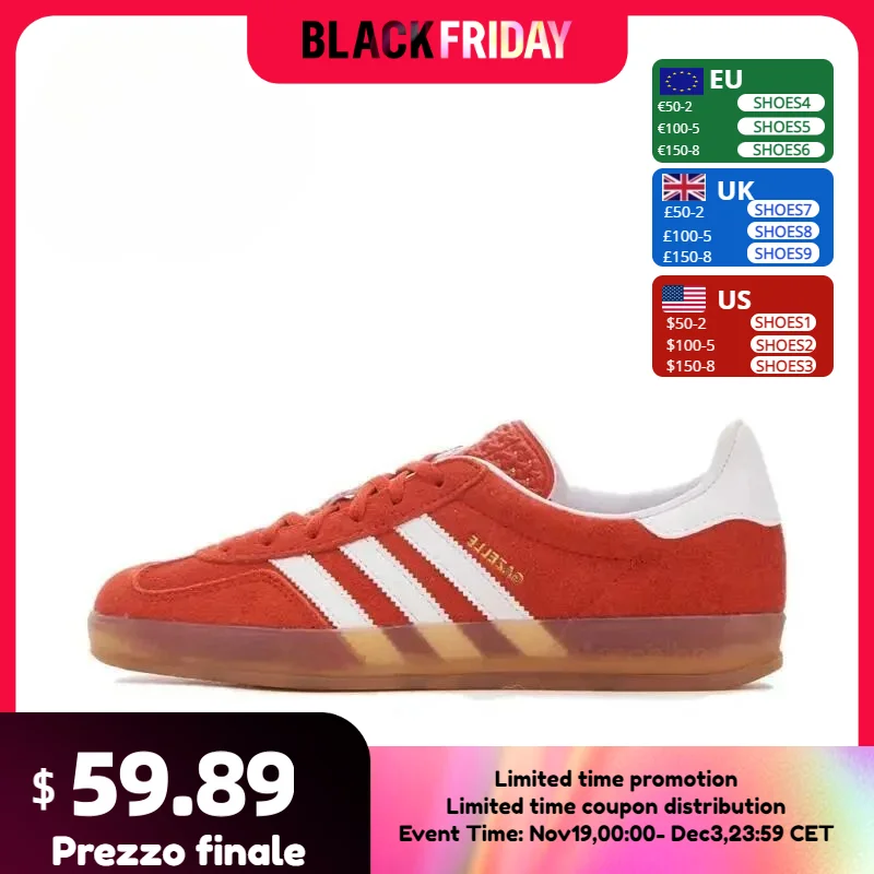 Adidas Gazelle Indoor Orange Red Clsssic Retro Men Women Skateboard Shoes Couple Walking Sneakers