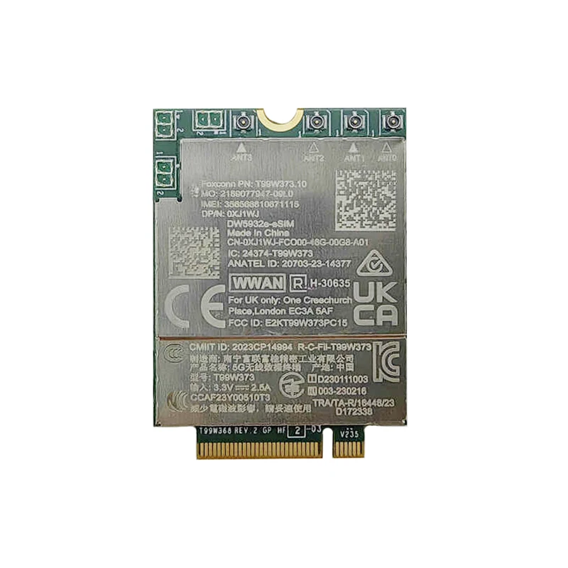 

Foxconn T99W373 DW5932e eSIM 5G Module LTE Cat19 M.2 WWAN Card для Dell Latitude 7350 7450 7650 9450 Window Notebook и Tablet