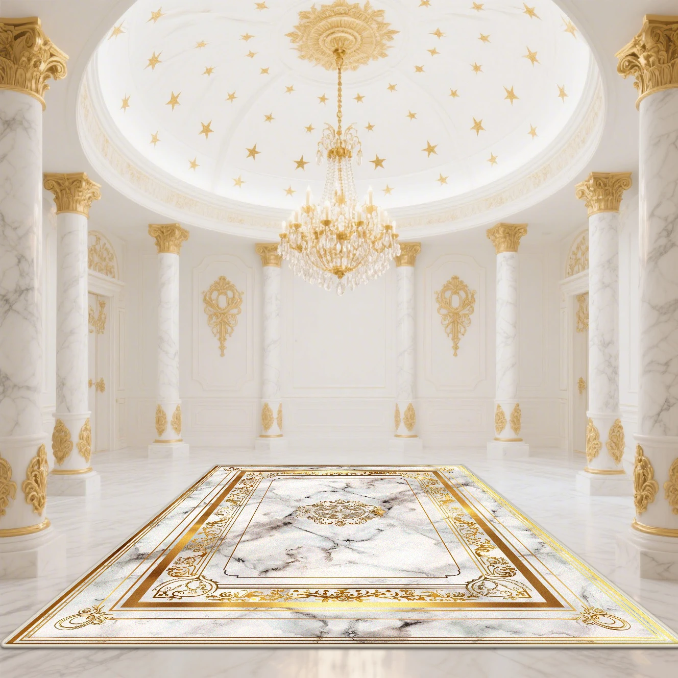 

Modern White Gold Marble Pattern CARPET FOR LIVE ROOM Decoration Home Luxury Large Area Rugs Entrance Door Mat Non-slip Rug