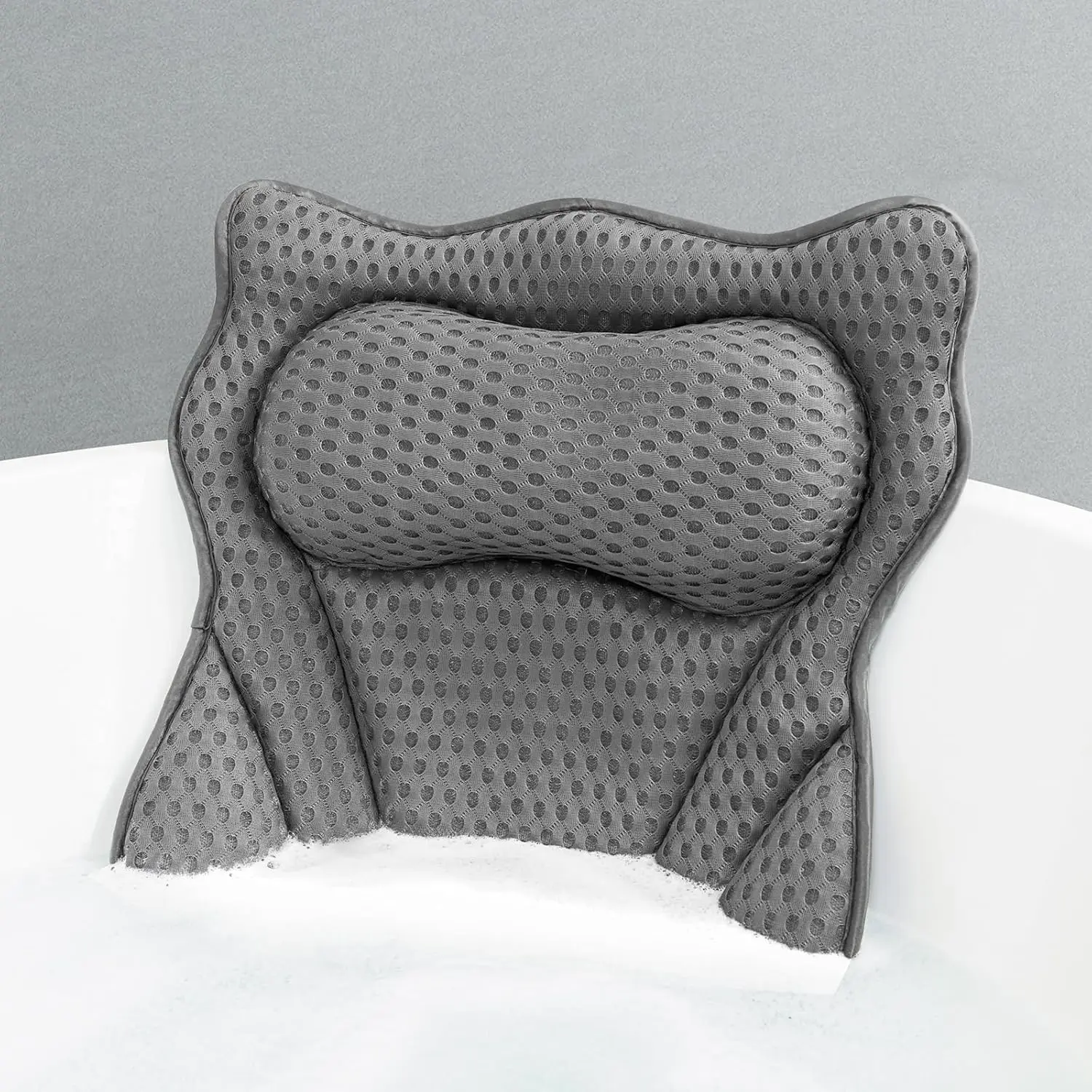 

Bath Pillow for Tub Neck and Back Support, Soft 4D Air Mesh Bathtub Pillow 16.5x17.3 Inch with 6 Suction Cups, Relaxing Gift