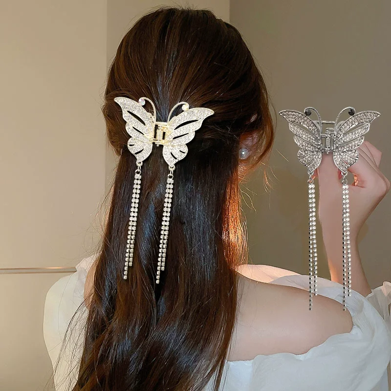 أنثى لطيف فراشة شرابة حجر الراين سبيكة مقاطع الشعر الصغيرة للنساء الفتيات الربيع الصيف مشبك شعر جديد أغطية الرأس الملحقات