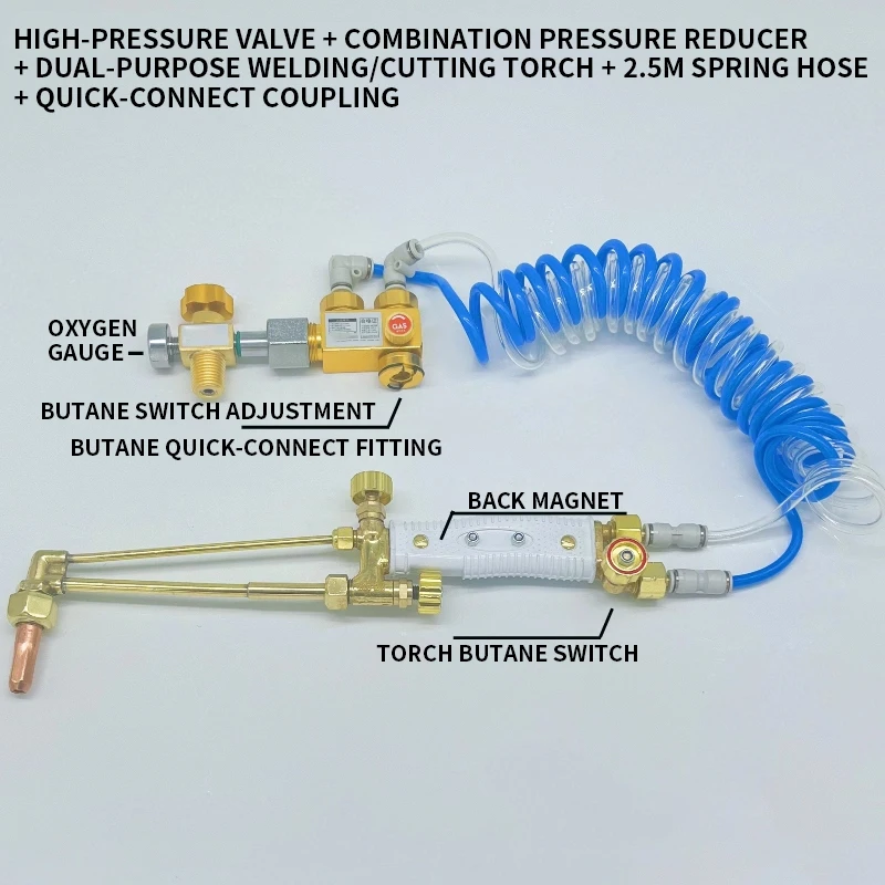 2L Welding Torch Accessories Air Conditioning Oxygen Welding Torch Refrigeration Repair Welding Complete Valve Set Portable Comb