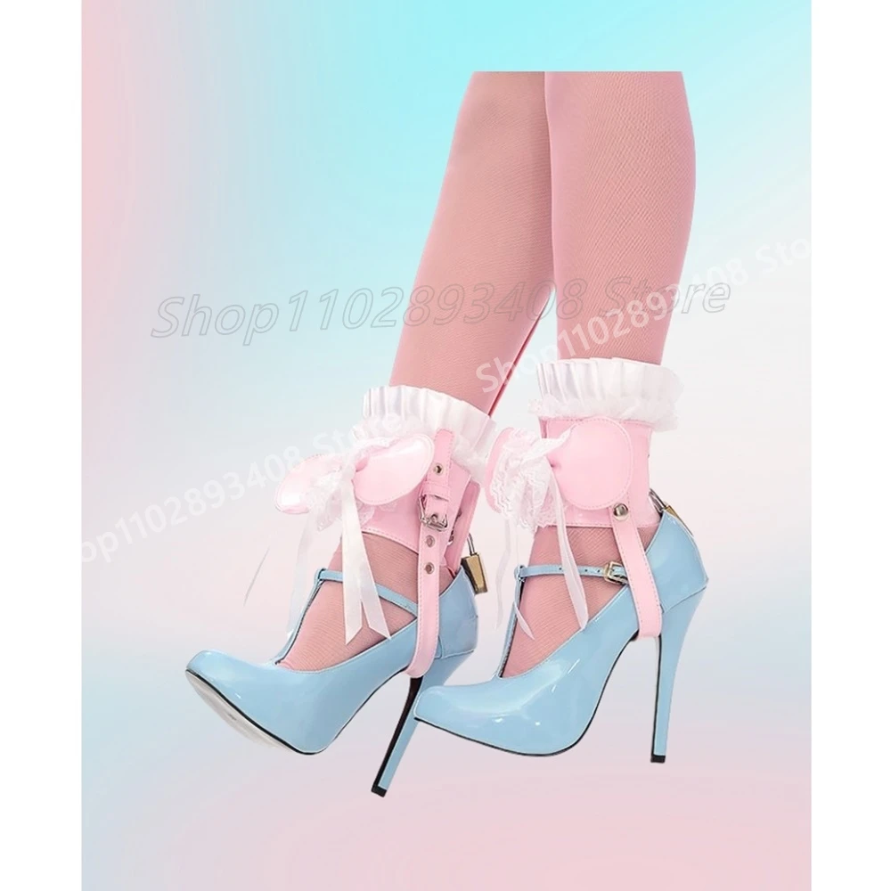 

Mutilcolor Cosplay Front Butterfly Knot Pumps Patent Leather Lace Design Stiletto High Heel Women Shoes 2025 Hot Para Mujere