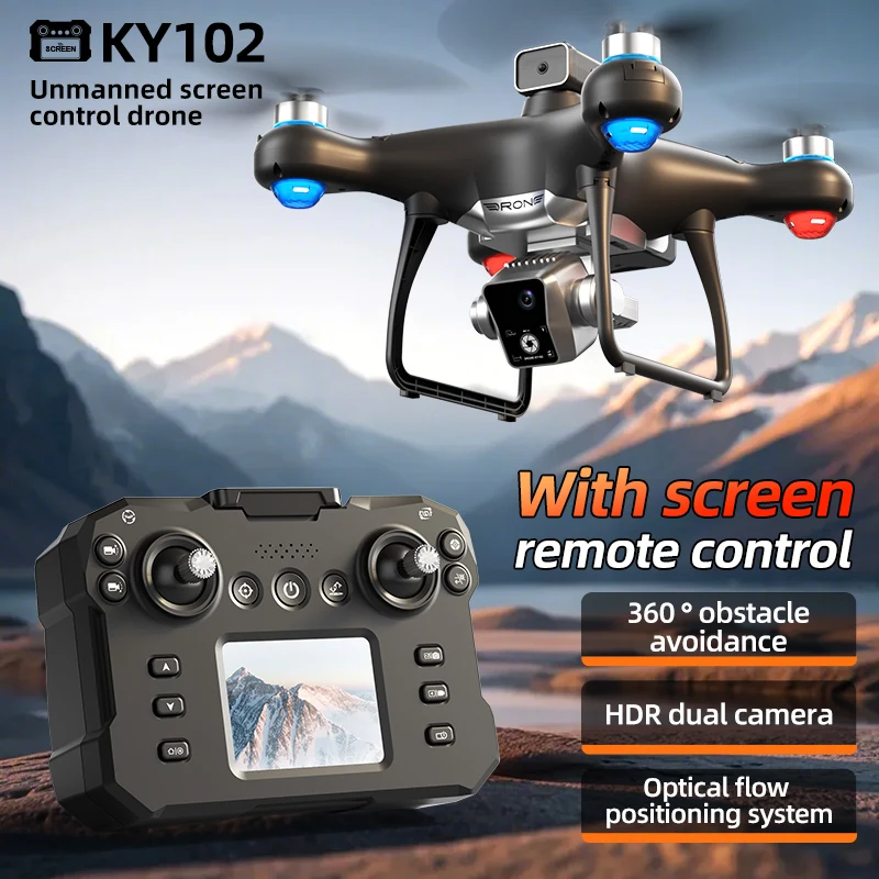 New Ky102 Drone With 4K Camera Brushless Motor Screen Controlled Version Obstacle Avoidance Quadcopter Dron RC Toys For Boy