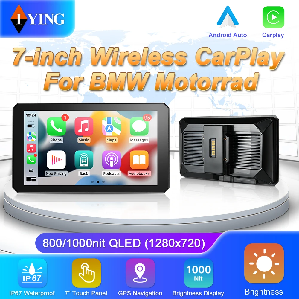 

7 Inch Android Auto Carplay Navigator for Bmw Motorcycles GPS Screen Wireless Carplay Screen Motorcycle Waterproof Display