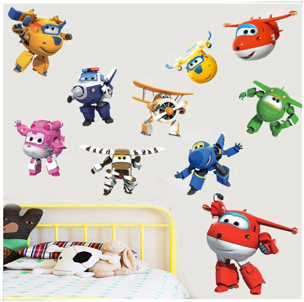 Hot Cartoon Super Wings Deformation Airplane Robot Baby Home Decoration Anime Posters Wall Decal Art Game WallPaper Kids Nursery
