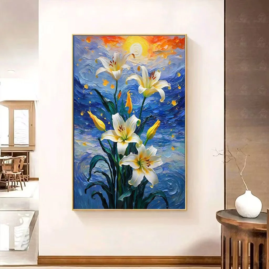 11CT 9CT Starry Sky Lily Embroidery DIY Chinese Style Printed Kits Cross Stitch Thread Needlework Sets Home Decor Crafts