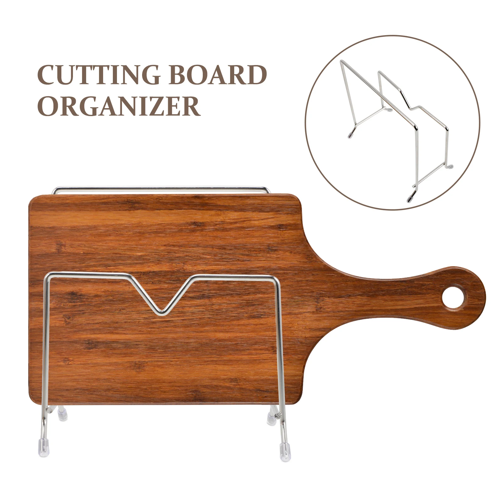 

2Pcs Kitchen Cutting Board Rack Stainless Steel Holder Pot Cover Organizer Non-Slip Multi-Function Countertop Storage Shelf