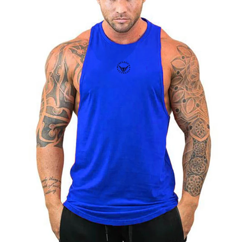Mens Cotton Running Vests Breathable Sweat Absorbent Loose Fit Gym Workouts Training Tank Top Summer Fitness Weightlifting Shirt