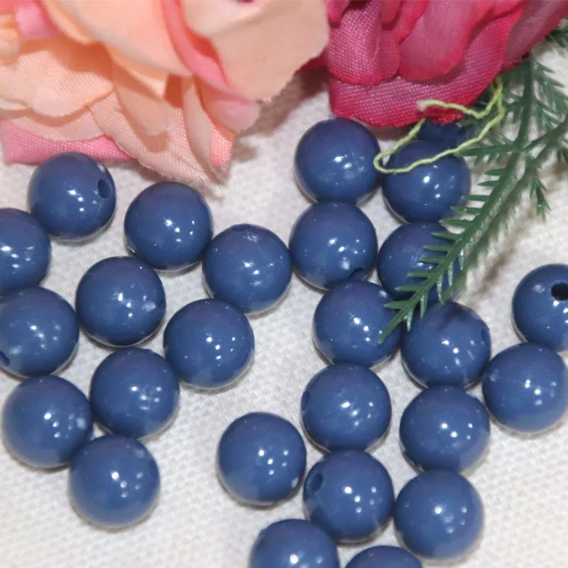 8mm/10mm acrylic solid color round bead gray blue Pulan net red same type hook bag beading material 500g