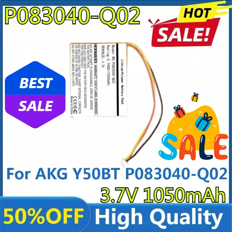 

For AKG Y50BT P083040-Q02 Head Mounted Wireless Bluetooth Earphone Battery New High Quality Replaceable 3.7V 1050mAh Battery