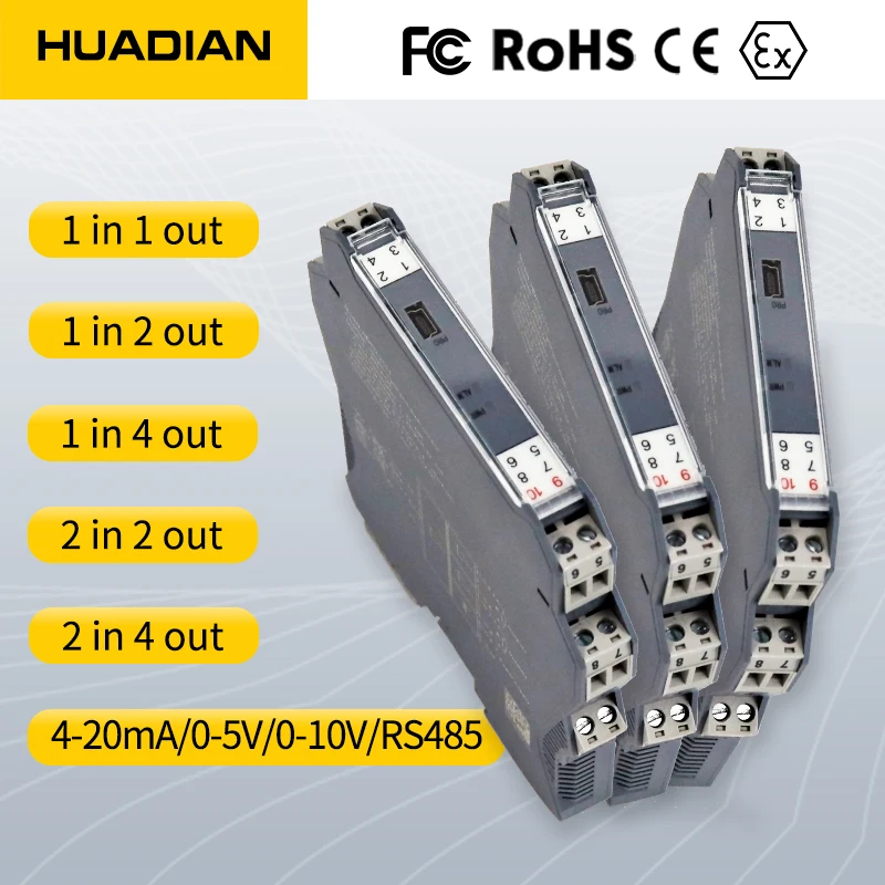 4-20mA Splitter Signal Isolator Current Signal Distributor Analog Signal Converter to 0-10V RS485 Signal Duplicator Multiplier