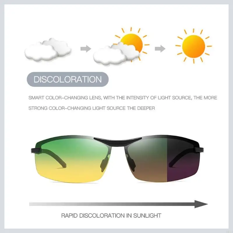 K1KD Men Photochromic Polarized Sunglasses Women Driving Vintage for Sun Glasses Change Color Day Night for V