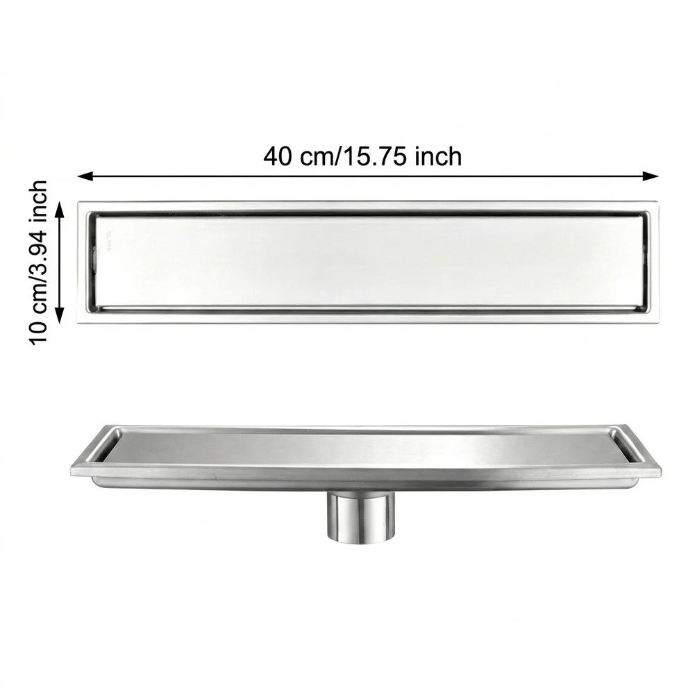 Stainless Steel Shower Drain with Brushed Finish for Areas Featuring Flat and Efficient Water Performance Stainless
