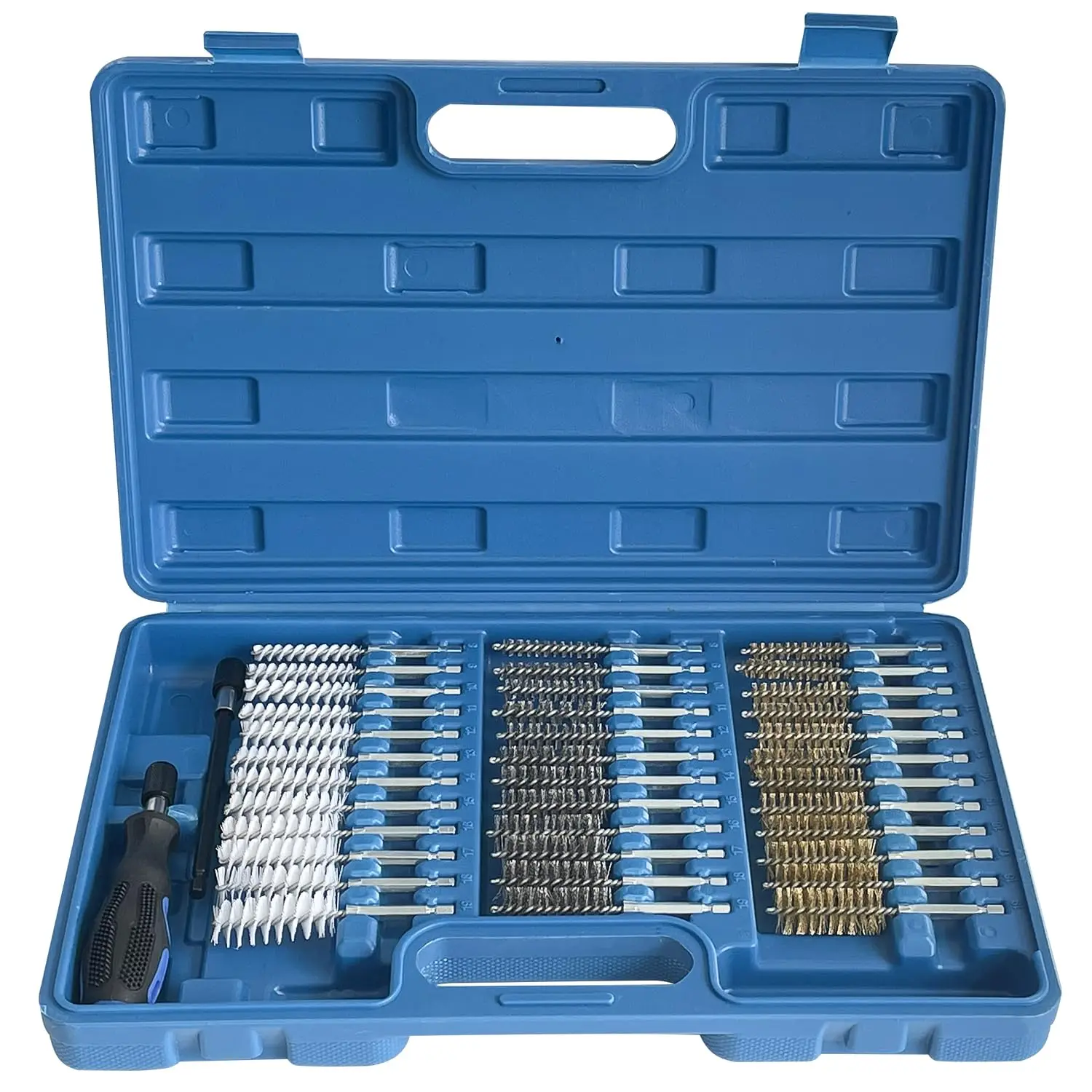

Wire Brush Set with 1/4 Inch Hex Shank for Power Drill Cleaning, Includes Assorted Sizes and Materials
