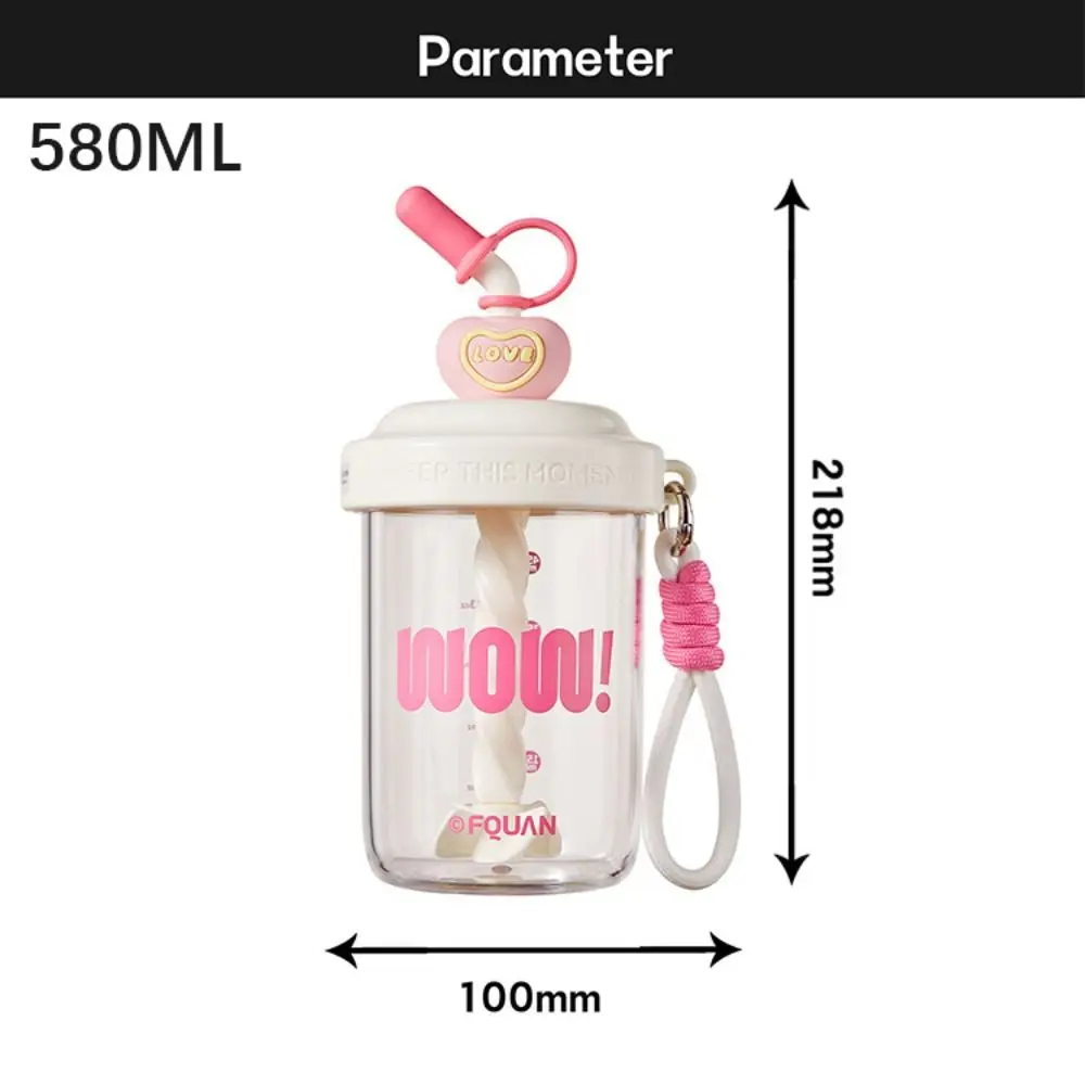 Bottiglie d'acqua da 580 ml con cannuccia Tappo antipolvere Tazza per bere Maniglia portatile ad alta capacità Bottiglia di shaker per proteine del siero di latte Succo di frutta