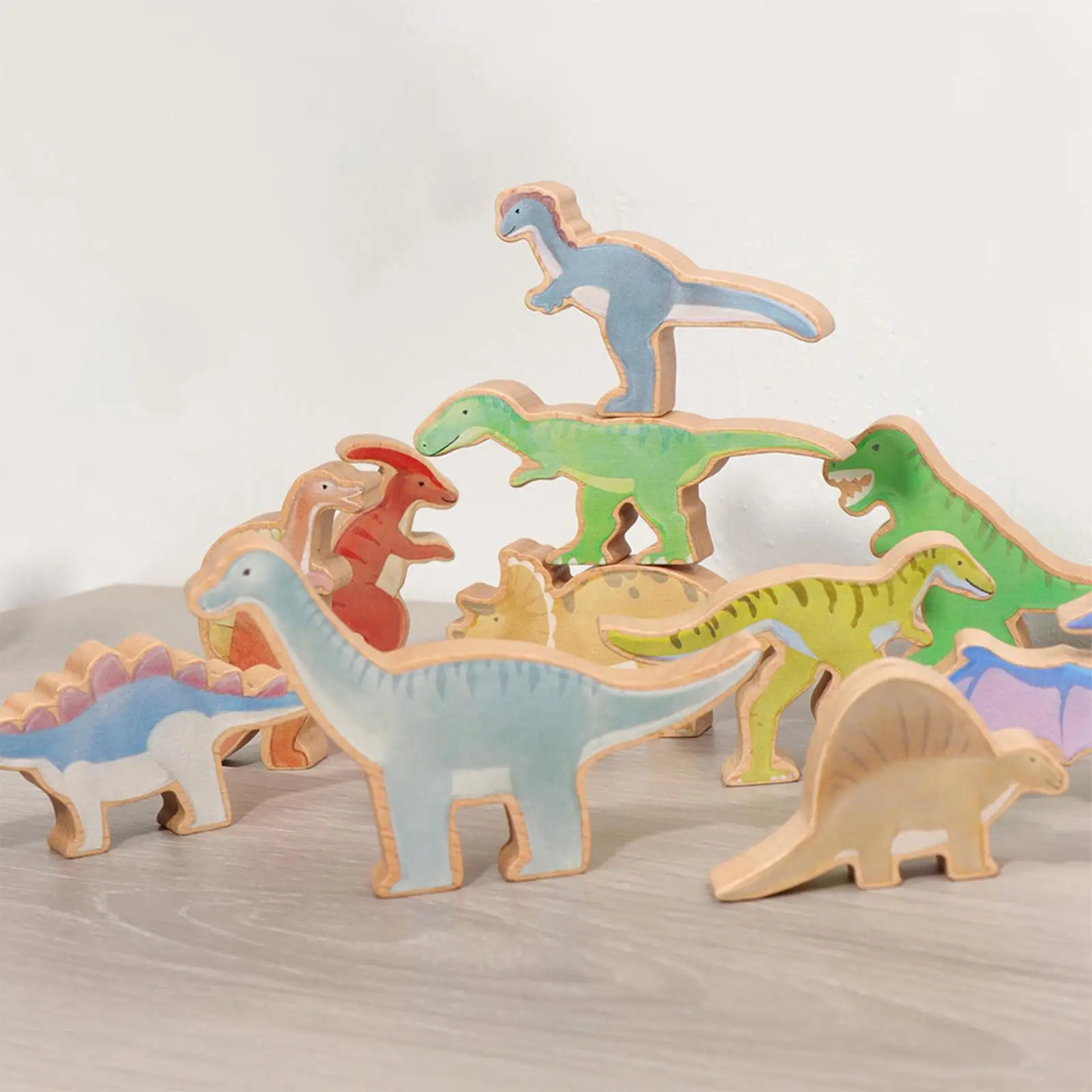 Classic Wooden Blocks Dinosaur Toys Preschool Game for Toddler Girls Boys