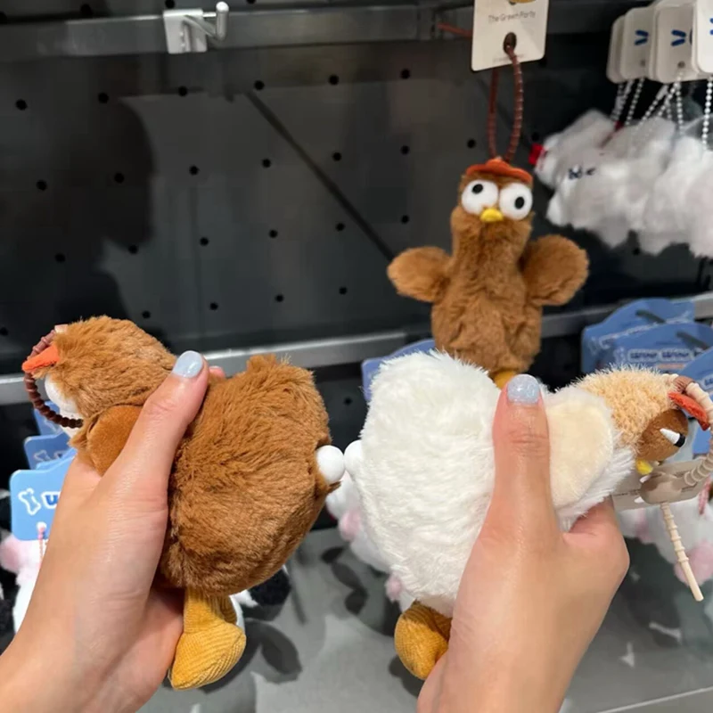 Cartone animato pollo peluche portachiavi ciondolo borsa decorazione appesa simpatico peluche gallina gallo bambola ornamento portachiavi auto regalo per bambini
