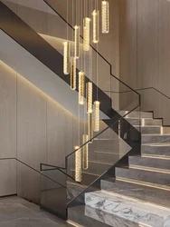 Crystal Block Stair Droplight Hotel Lobby Luxury Hanging Lamp Exquisite Crystal Art LED Pendant Lights Villa Stairway Chandelier