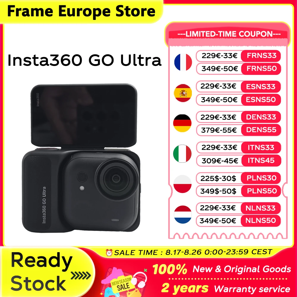 Insta360 GO Ultra - Freihändige 4K Mini-Kamera Leicht & Mobil Spitzenleistung bei Schwachlicht Stabilisierung 200 Min Akkulaufzeit 10m Wasserdicht Neu