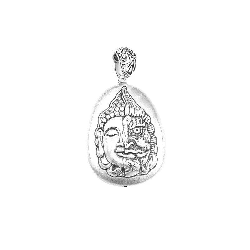 جديد S990 الصلبة ماتي بوذا شيطان الرجال والنساء قلادة شخصية في الفضة تعويذة محظوظ #5