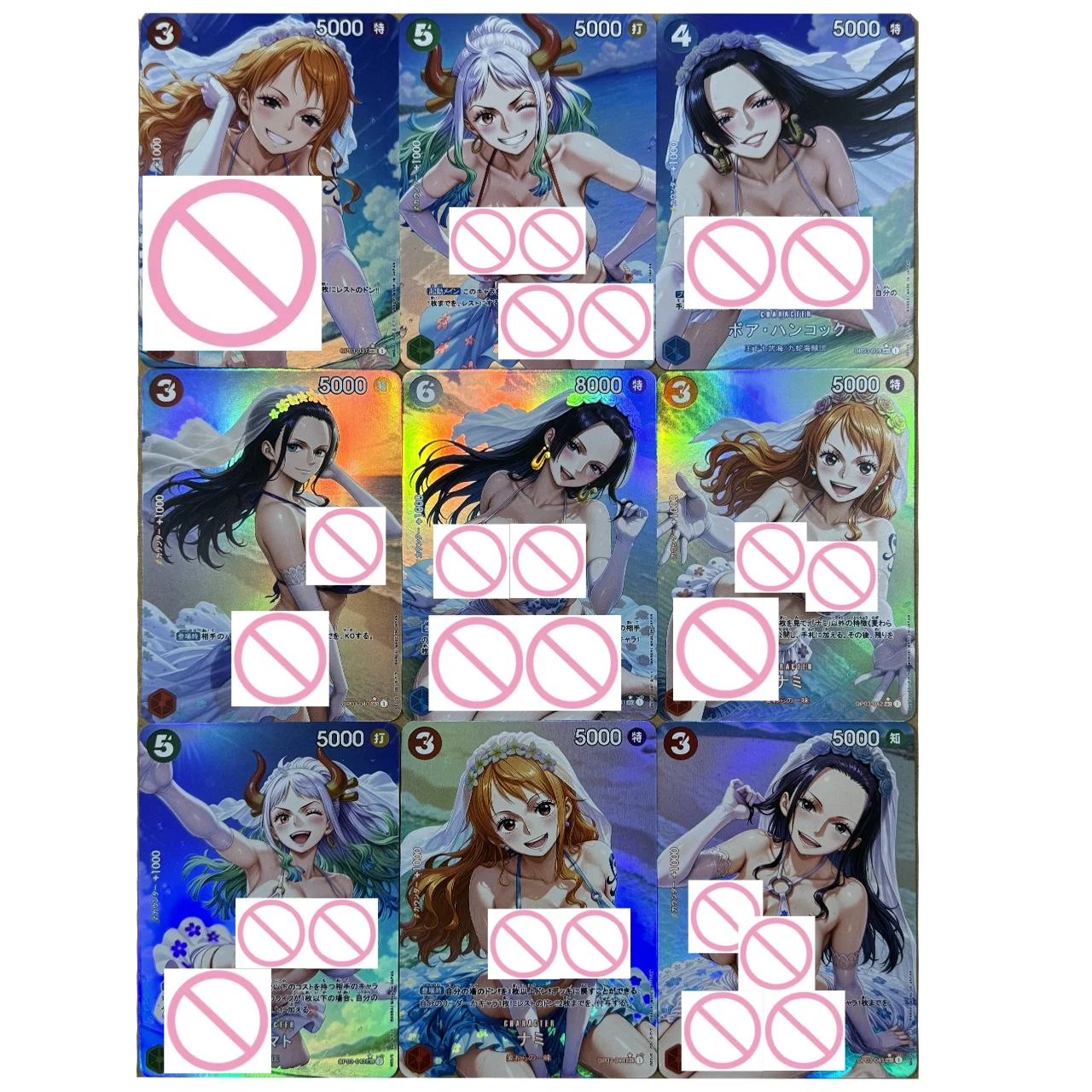 

Набор из 9 коллекционных карточек ACG: Богиня Нами в свадебном платье на пляже, серия One Piece, складные флеш-карты с Ямато и Нико Робин, аниме-игровая коллекция