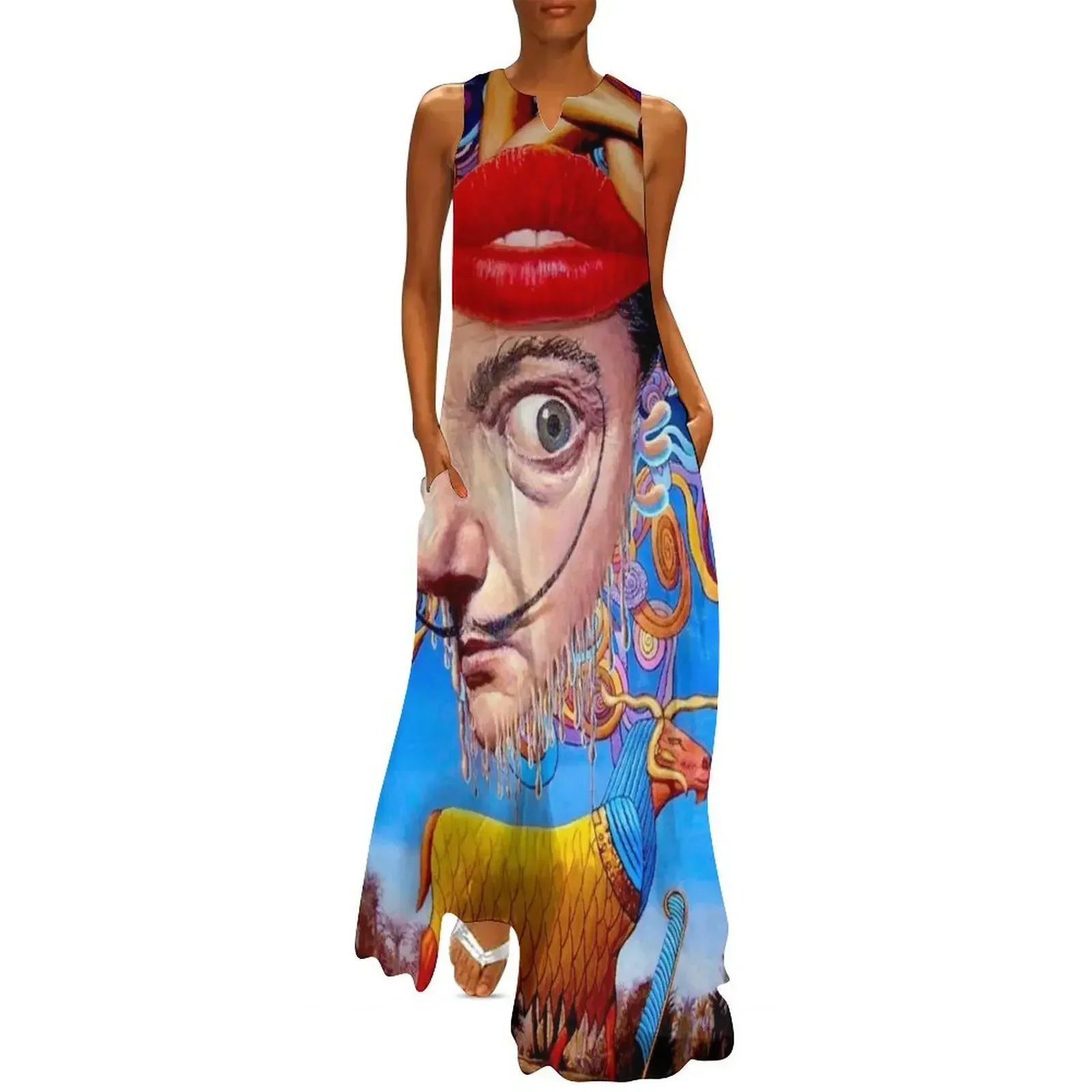 

THANKSGIVING : Vintage Abstract Painting Print Long Dress women party dresses dress for women summer Dress