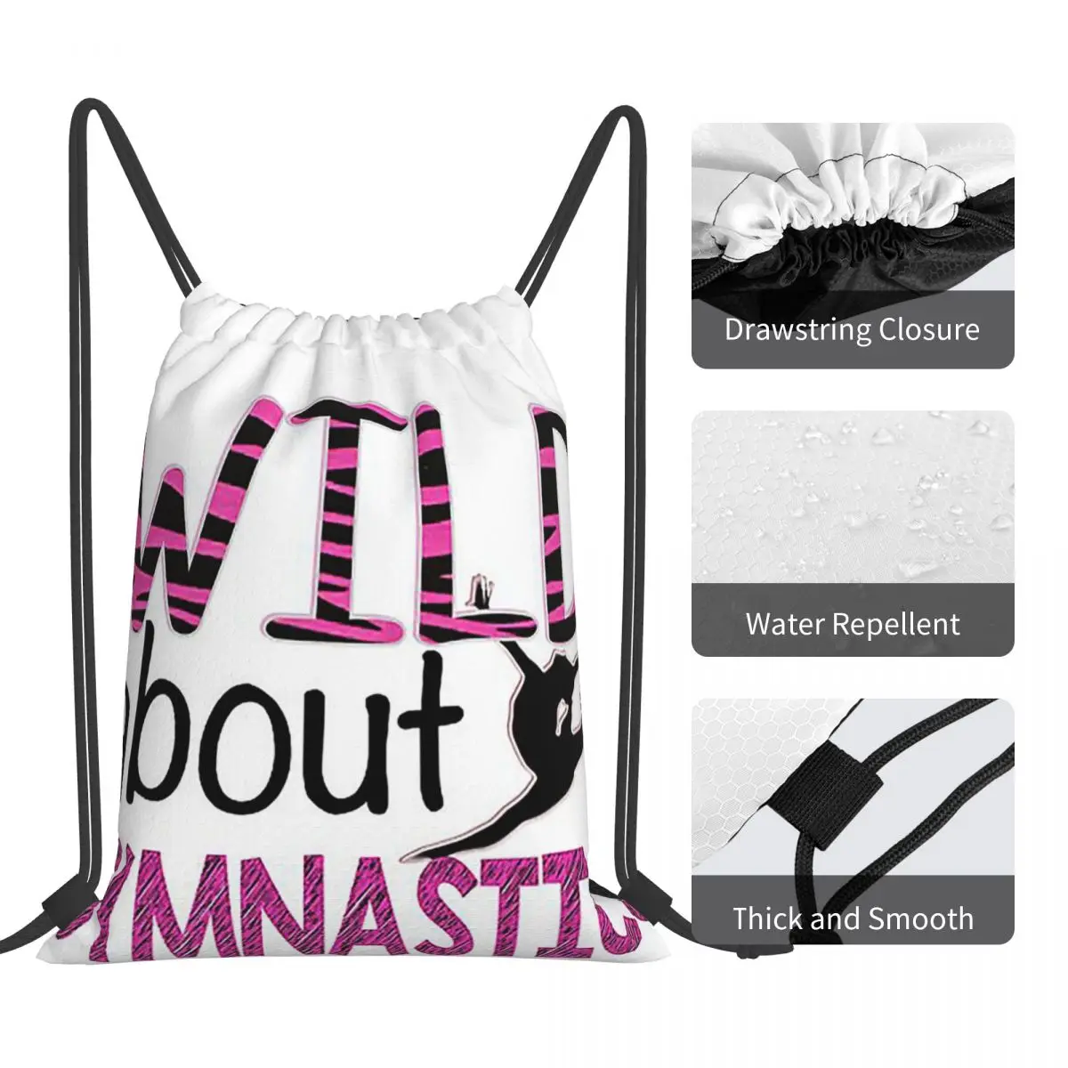 Wild About Gymnastics Backpacks Casual Portable Drawstring Bags Sports Bag Book Bags For Man Woman Students