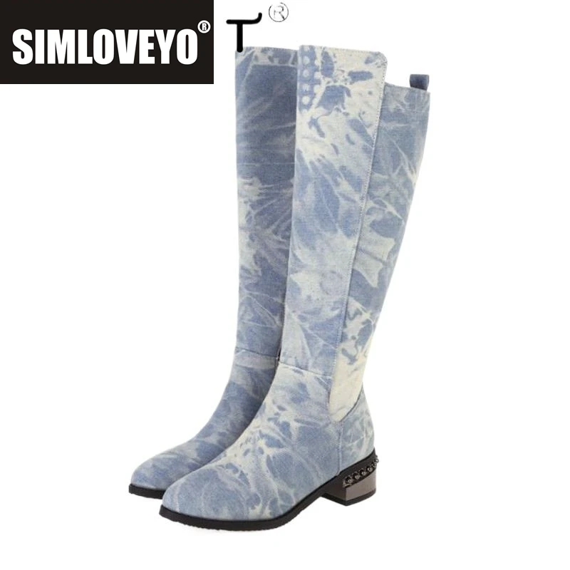 

SIMLOVEYO 2021 Сапоги до колена с круглым носком на блочном каблуке 3 см, 34–48, черный, розовый, из змеиной кожи, S2663