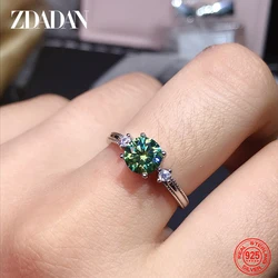 ZDADAN 925 Silver 6.5mm Zircon Adjustable Finger Ring For Women Wedding Jewelry