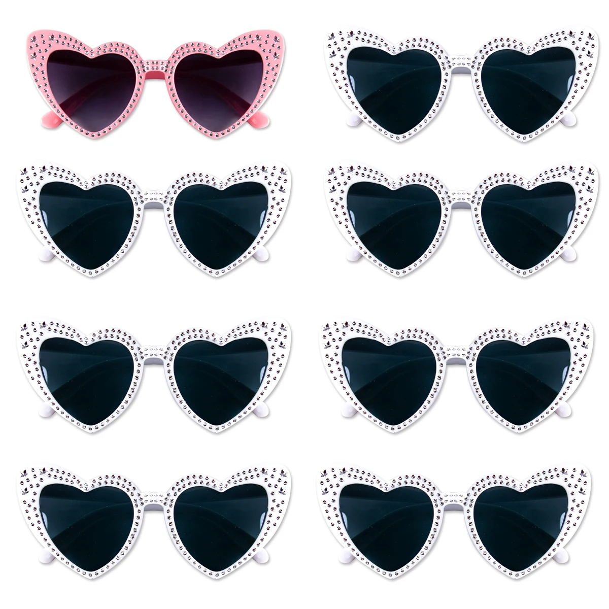 

6/8Pcs Bride To Be Bridesmaid Gifts White Purple Pink Sunglasses Heart Glasses With Diamond Wedding Bridal Shower Supplies