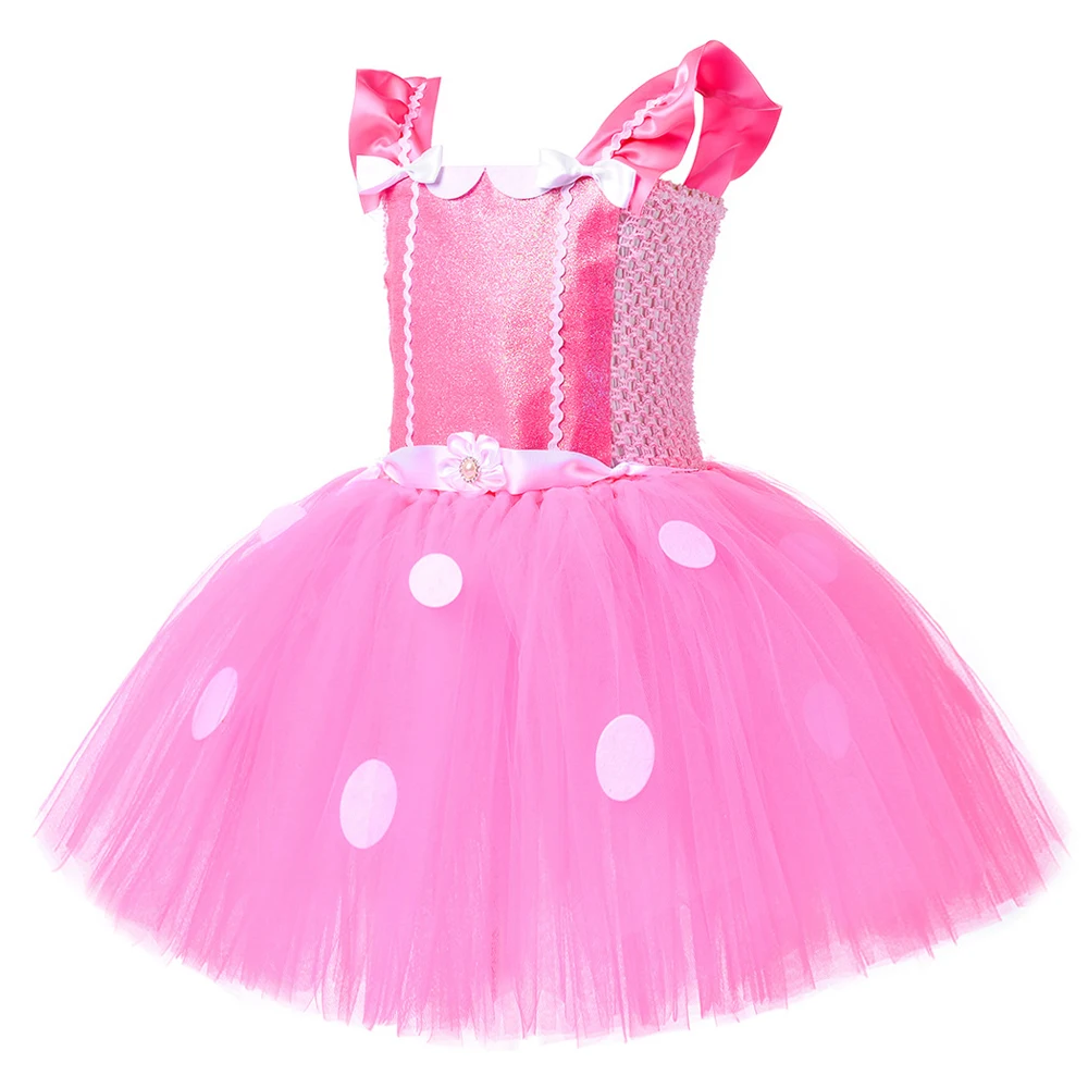 Baby Girls Pink Mouse Costumes for Kids Birthday Halloween Tutu Dress with Mouse Ear Cartoon Animal Princess Ballet Tutus Outfit