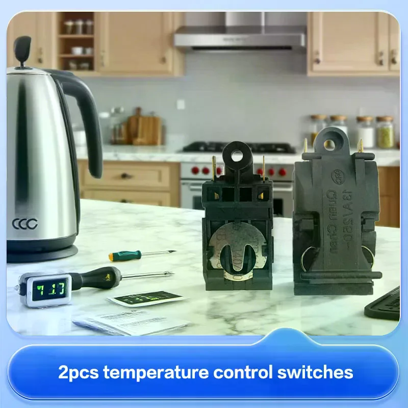 2pcs Black 13A/16A 250V Switch Electric Kettle Thermostat Switch Steam Medium Kitchen Parts Accessories
