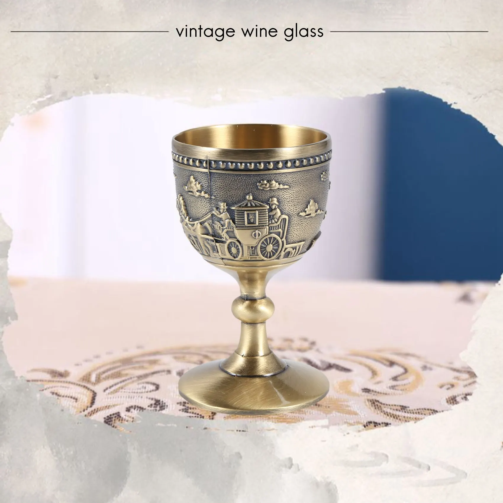 Copa de vino de Metal clásica, Copa pequeña hecha a mano, copa de vino de cobre para el hogar, patrón de tallado