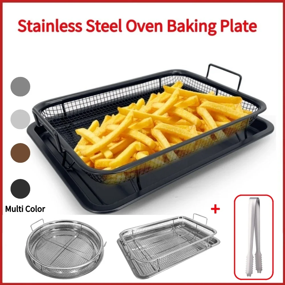 

Copper Baking Tray Oil Frying Baking Pan Stainless Steel Non-stick Chips Basket Baking Dish Grill Mesh Square Frying Colander