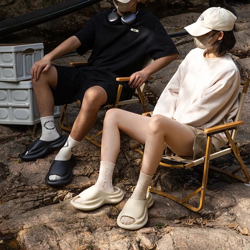 4cm Thick Soft Sole EVA Slippers Man Women Sports Sandals 2023 Summer Slippers For Couple Peep Toe Outside Beach Flip Flops