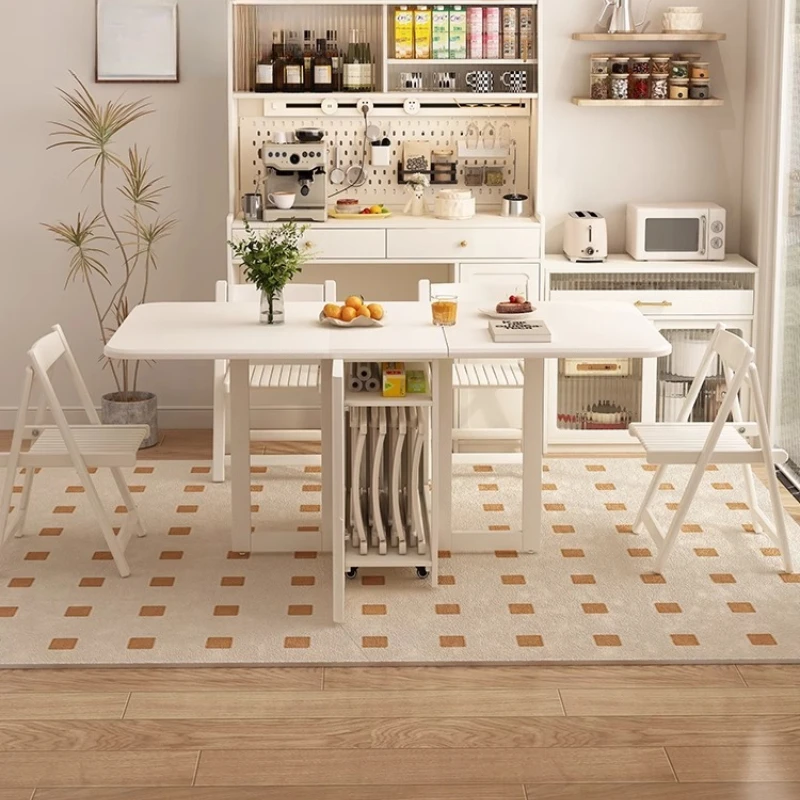 

Kitchen White Dining Table Wooden Multifunction Waterproof Flower Dining Table Wall Folding Mesa Plegables Furnitures
