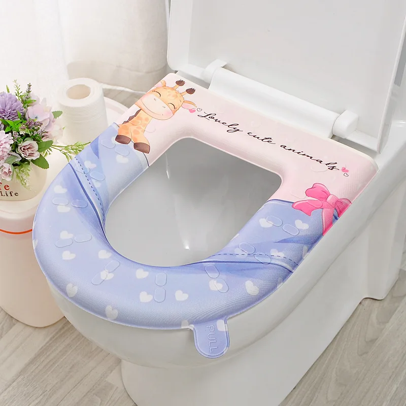 Waterproof EVA Toilet Seat Cushion Wipeable Soft Warm Pad with Lifter Handle for Potty Training Elderly Adults Kids