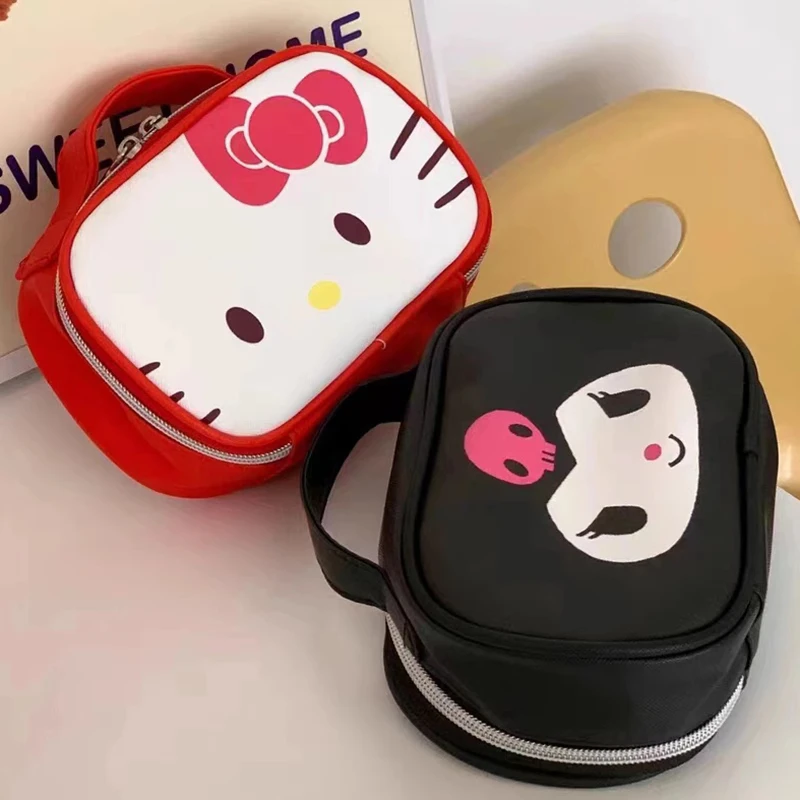 Sanrio Hello Kitty กล่องดินสอความจุขนาดใหญ่กระเป๋าเก็บของเครื่องเขียนพกพาได้นักเรียน tas kosmetik ลายการ์ตูน Kuromi