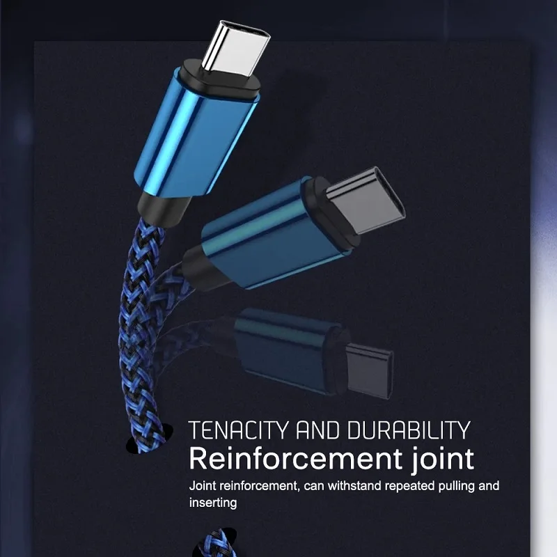 3A USB نوع C كابل شحن سريع Battewry شاحن سلك النايلون تاريخ شاحن ل Xiaomi هواوي سامسونج ملحقات الهاتف 1 متر 2 متر 3 #3