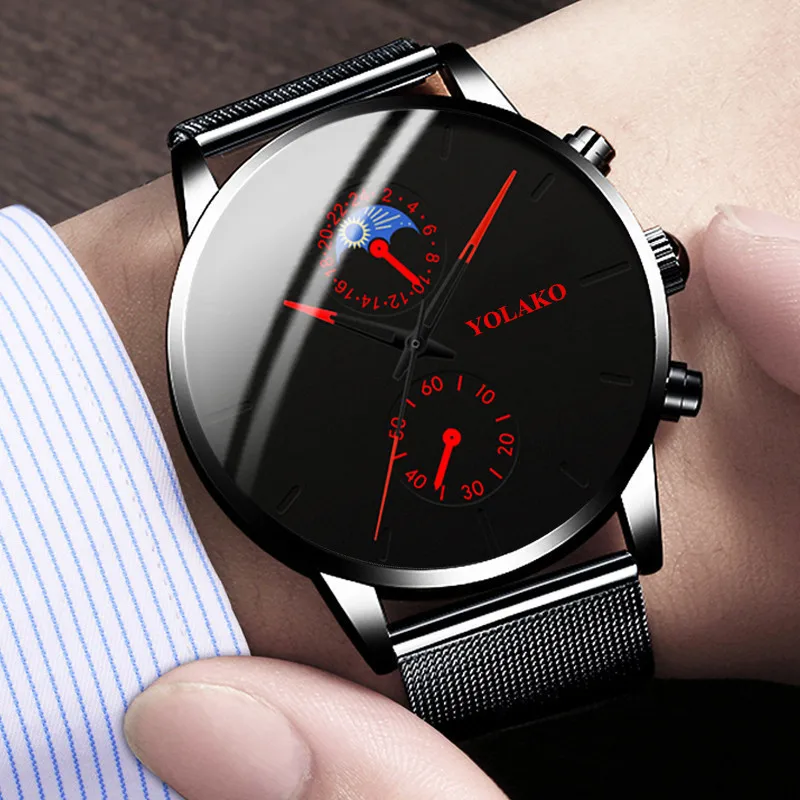 2024 New Mens Fashion Watches Luxury Ultra Thin Stainless Steel Mesh Strap Quartz Watch Rose Gold Men Watch Gifts Reloj Hombre