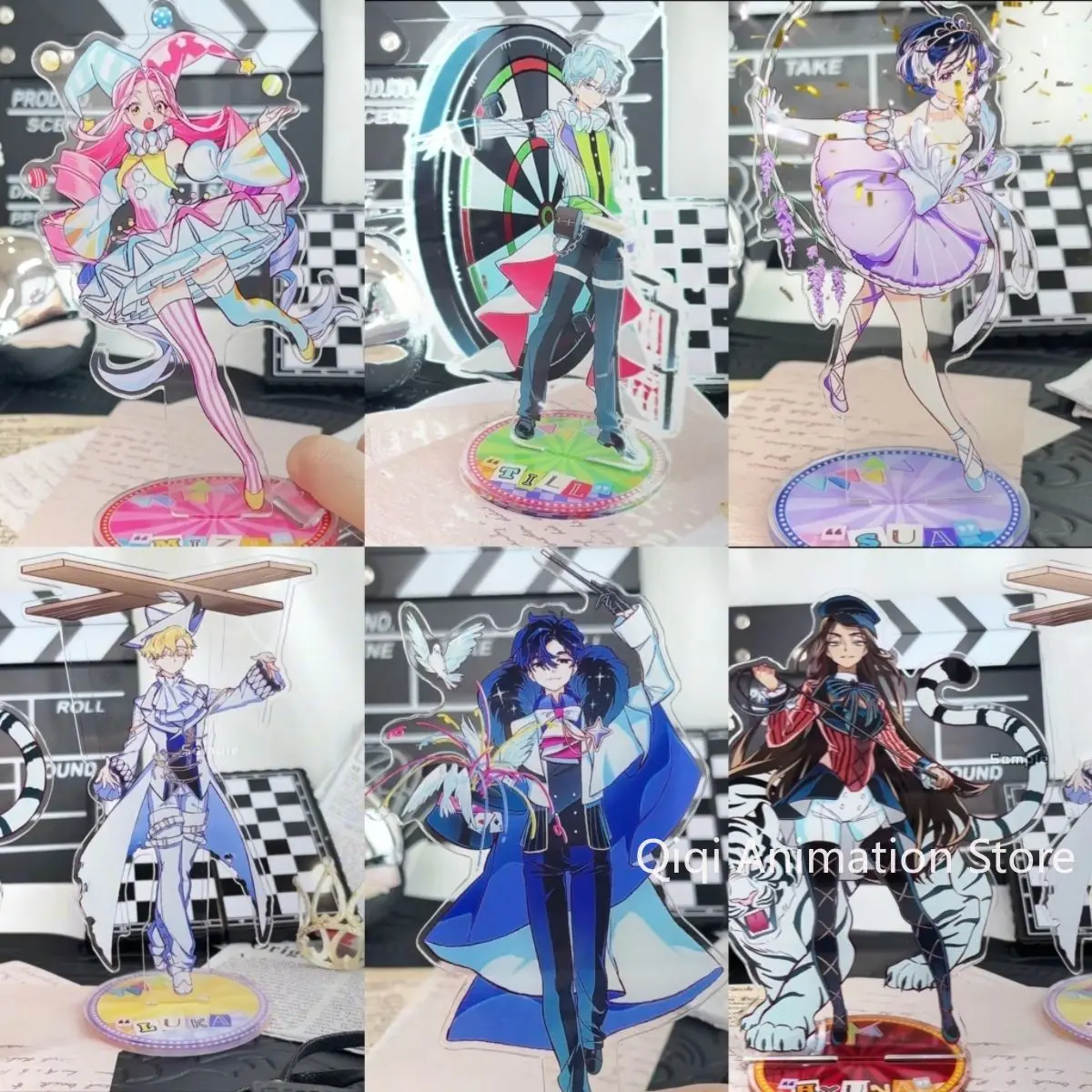 

Anime ALIEN STAGE Acrylic Stand Model Figures Hyuna Mizi Sua till luka Cosplay Desk Decor Model Plate Props Christmas Gifts