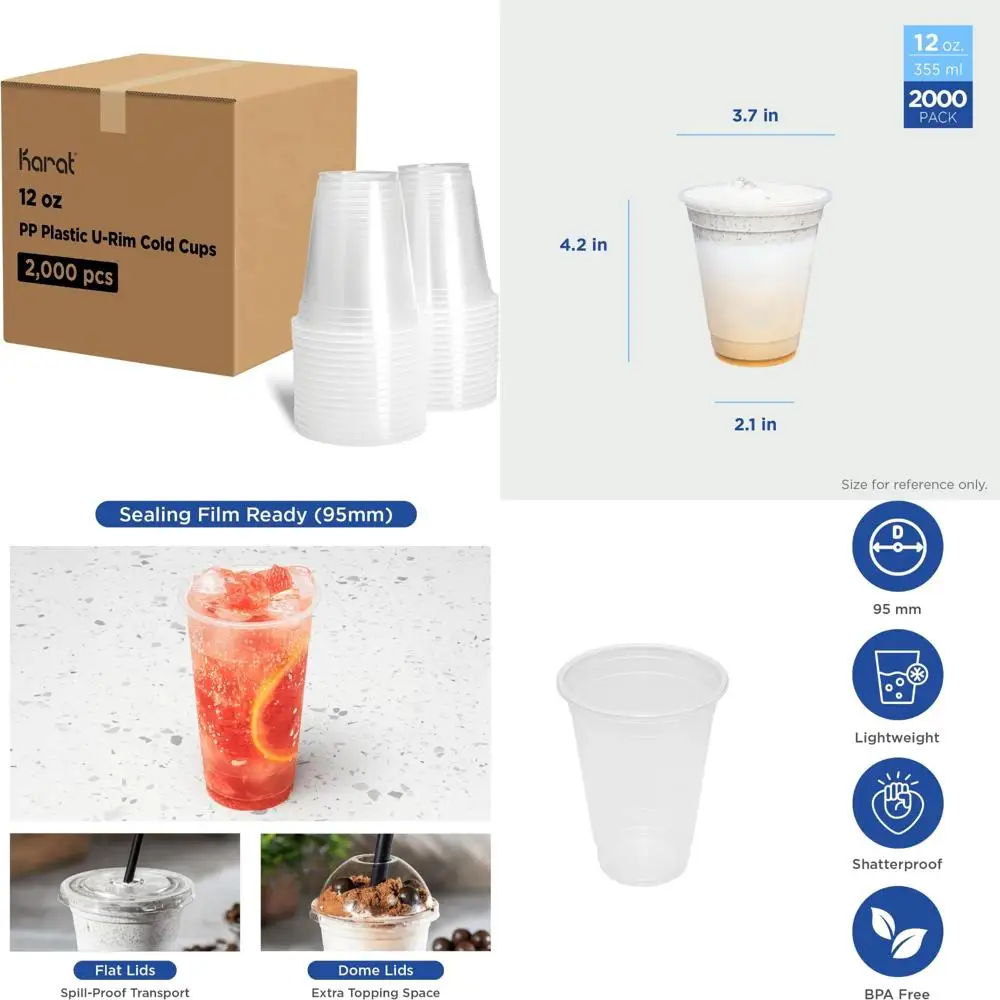 

Полупрозрачные полипропиленовые одноразовые стаканчики 95 мм для емкости 12 унций, идеально подходят для использования уплотнительной пленки, оптовая упаковка по 2000 шт.