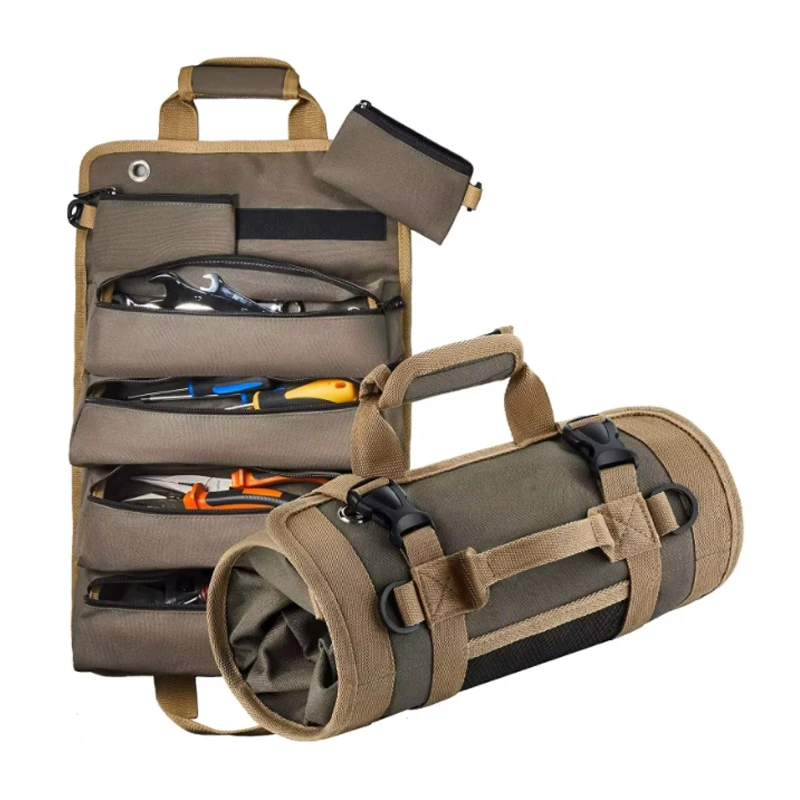 Bolsa de almacenamiento portátil enrollada con múltiples bolsillos profesional, bolsa de herramientas para Hardware, alicates impermeables, multiusos
