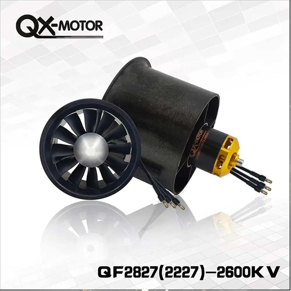 Qx-Motor 70mm EDF 4s 6s QF2827 Brushless motor 12 Blades Ducted Fan for RC EDF Jet Aircraft Airplane