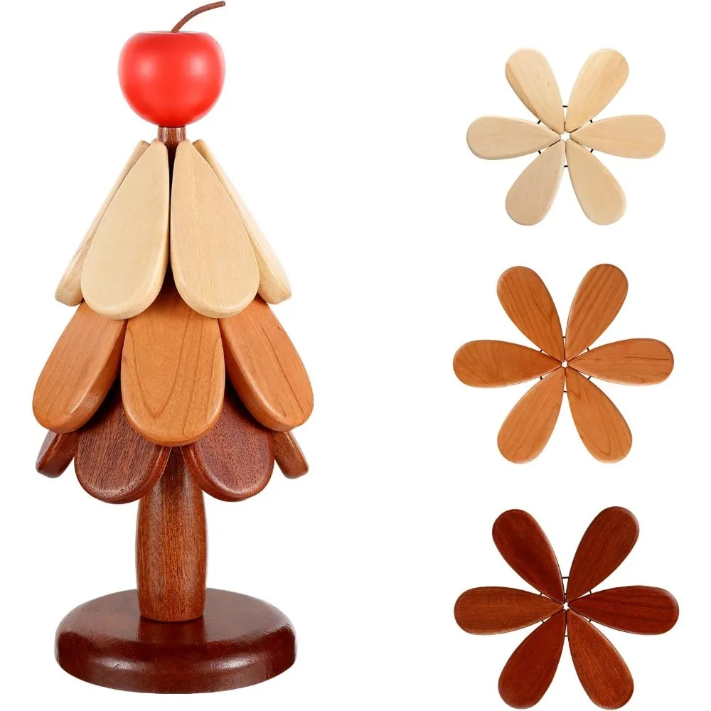 

Набор из 3-х натуральных деревянных подставок для елки в форме рождественской елки, подставки для горячей посуды, декоративная деревянная подставка для стола для дома